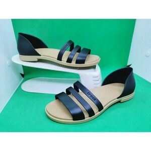 Crocs Tulum Sandals Slip on Shoes Womens Size 5 Black Strappy Jelly